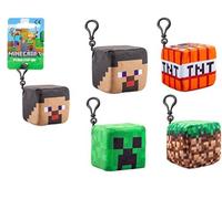 SRV Hub Minecraft Plush Cube Clip-On Keychain Set - Steve Creeper TNT Block Earth Cube (4 Pack) | 8cm Soft Minecraft Plush Toys Backpack Clips for Kids & Gamers