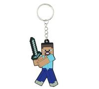 SRV Hub Minecraft Steve Character School Bag Key Chain, Multipurpose Key Ring, Party Bag Toys, Backpack Soft Keyring, Birthday Prizes Party Supplies, Kids Gamer Keychain Size 13.5cm