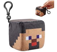SRV Hub Minecraft Steve Plush Cube Clip-On Keychain - 8cm Soft Minecraft Plush Toy | Backpack Clip Collectible Gamer Gift for Kids & Fans