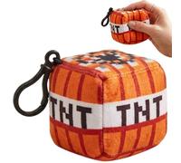 SRV Hub Minecraft TNT Block Plush Cube Clip-On Keychain | 8cm Soft Plush Backpack Bag Charm | Gaming Collectible Accessory for Minecraft Fans