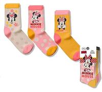 SRV Hub Minnie Mouse Girls Socks-Novelty Cotton Rich Socks 3 Pairs Multipack Bundle Mid Calf Socks for Kid, Suitable for Girls Ages 0-12 Years (UK 12-2 / EU 31-34)