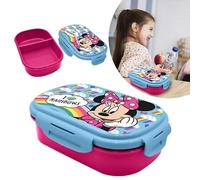 SRV Hub Minnie Mouse Lunch Box with Spork | Have Two Compartments | BPA Free Plastic Snack Box, Food Storage Container Travel Lunchbox for Kids School 3+ Years Size - 20cm