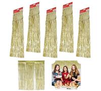 SRV Hub® Pack of 5 Christmas Lametta Strands Angel Hair Xmas Tree Decoration, Christmas Hanging Decoration for Wall or Window Size - 1.2M (Gold Foil Lametta)