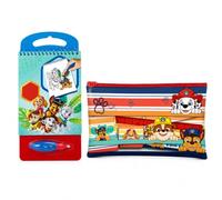 SRV Hub Paw Patrol Bundle, Aqua Magic Water Colouring Book with Magic Pen + 5 Piece Stationery Set, Zipped Pencil Case, Pencil, Eraser, Ruler & Sharpener, Kids Back to School Gift Set 3+