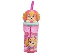 SRV Hub Paw Patrol Skye 3D Kids Tumbler with Lid and Straw, 360ml Reusable BPA Free Plastic Cup, Back to School Picnic Camping Kids Drinkware, Ideal for Lunchbox Girls Gift