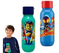 SRV Hub Paw Patrol Spidey Kids Water Bottle Bundle 500ml BPA Free Reusable Drinks Bottle Set Character School Sports Gift