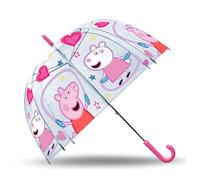 SRV Hub Peppa Pig Kids Umbrella 75cm, Transparent PVC Dome, Lightweight, Windproof, Rain & Sun Protection, Girls 3-7 Years, Durable, Portable, J Handle