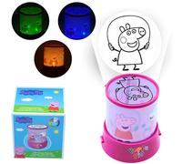 SRV Hub Peppa Pig LED Projector Night Light for Kids - 12cm Battery Operated Cylinder Lamp for Bedroom, Desk or Nursery - Portable Peppa Pig Table Lamp for Girls & Boys Age 3+