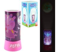 SRV Hub Peppa Pig LED Projector Night Light for Kids - 19cm Cylinder Table Lamp - Battery Operated Rotating Desk Light for Bedroom Nursery Gift for Baby Toddler Girls Boys Ages 3+