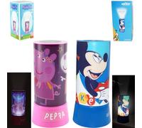 SRV Hub Peppa Pig & Mickey Mouse LED Projector Night Light 19cm Cylinder Lamp for Kids - Battery Operated Rotating Table Desk Light for Girls Boys Bedroom Nursery Gift Age 3+