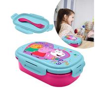 SRV Hub Peppa PlG Non-Toxic Lunchbox Plastic Sandwich Boxes with Spork Toddlers BPA-Free Microwave Dishwasher Safe Food Prep Containers for Kids Travel School Nursery Picnic 3+ Years | 20cm