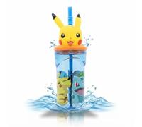 SRV Hub Pokemon 3D Figurine Tumbler with Straw - 360ml BPA-Free Plastic Kids Cup - Official Pikachu Design - Reusable Character Drinkware for School, Picnics, or Travel