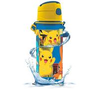 SRV Hub Pokémon Kids Water Bottle 600ml - Aluminium Leak Proof Drinking Bottle with Straw, BPA Free Reusable Metal Sports Bottle for Boys & Girls, School, Travel & Back to School