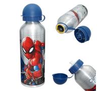 SRV Hub Spider-Man Silver Aluminium Water Bottle for Kids | 500ml BPA-Free, Leakproof & Portable Drinking Bottle for Everyday Use