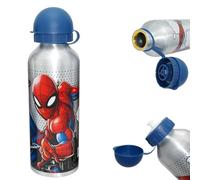 SRV Hub Spider-Man Silver Aluminium Water Bottle for Kids | 500ml BPA-Free, Leakproof & Portable Drinking Bottle for Everyday Use