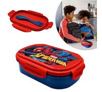 SRV Hub Spiderman BPA-Free Lunch Box with 3-in-1 Spork Cutlery - Plastic Sandwich Box for Kids, Ideal for School, Travel, Nursery & Picnic (20cm, 3+ Years)