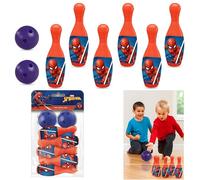 SRV Hub Spiderman Kids Bowling Toy Set - 5 Pins and 2 Balls - Marvel Mini Bowling Game Indoor Outdoor Play - Birthday Gift for Boys
