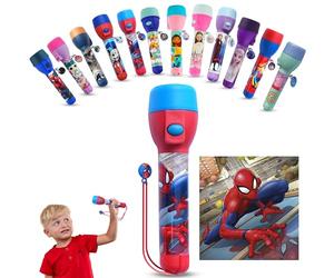 SRV Hub Spiderman Kids LED Torch Big Flashlight Super Bright with Batteries | Marvel Night Light Toy for Boys Girls | Camping Emergency Bedtime Torch 3+ Years