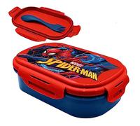 SRV Hub Spiderman Lunch Box with Spork Have Two Compartments BPA Free, Superhero Plastic Snack Box, Food Container for School Kids Plastic Sandwich Box for Kids Boys 21cm