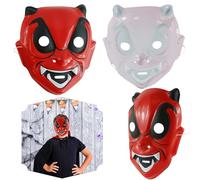 SRV Hub Spooky Devil Children's Halloween Face Mask, Red Devilish Design, Safe, Comfortable - Perfect Costume Accessory for Kids at Halloween Parties, Trick-or-Treating - One Size Fits Most