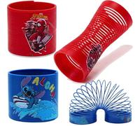 SRV Hub Stitch and Spiderman Spring Toy Set - 2x Licensed Plastic Coil Toys for Kids, Bouncy Flexible Springs, Colourful Animated Design, Boys Girls Party Favour or Gift Idea
