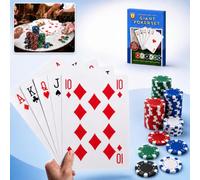SRV Hub Super Jumbo Playing Cards 28cm x 20cm - Giant Playing Cards with Chips, Full Set Easy to Read Deck for Family Game Night, Garden & Casino Party Decoration & Events