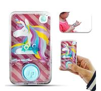 SRV Hub Unicorn Handheld Water Ring Toss Game, Blue Push Button Water Toy, Portable Kids Water Hoop Game, 9.5cm Durable Plastic, No Batteries Needed