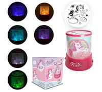 SRV Hub Unicorn LED Projector Night Light for Girls - 12cm Battery Operated Kids Bedside Lamp | Cute Bedroom Table Light with Easy Push Button | Magical Night Lamp for Children Ages 3+