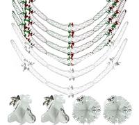 SRVertex 10Pcs Christmas Foil Hanging Decorations Set Bells Balls Garlands Red Green Silver White Metallic Tinsel Ceiling Wall Door Window Xmas Tree Party Home Decor Reusable for All
