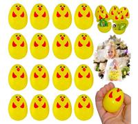 SRVertex 16x Yellow Easter Chick Fillable Plastic Surprise Eggs - Perfect for Filling with Sweets, Chocolate and Gifts for Easter Hunt - Vibrant Decorative Fillers, Size-6cm