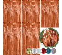 SRVertex 5-Pack Rose Gold Foil Christmas Lametta Strands - Angel Hair Xmas Tree Decorations, Hanging Foil Tinsel for Wall and Window Décor, Size 1.2M