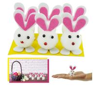 SRVertex 6PCS White Fluffy Pom Bunnies Easter Bonnet Egg Hunt Fillers Party Plush Cute Decoration Crafts Home Decor Cake Toppers Children's Easter Egg Hunt Arts