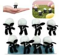 SRVertex 8Pcs Black and White Lambs Ornaments - Felt Lamb Set for Art and Craft, Polyester Lambs Ideal for Easter Bonnet Decorations, Size-3cm