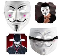 SRVertex Anonymous Hacker Face Mask, Women, Men Halloween Party Costume Cosplay White Mask Guy Fawkes, Vendetta Fancy Dress Party Mask Guy Masks Accessory Size-28cm