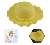 SRVertex Easter Bonnet Yellow Xmas Hat for Kids with Ribbon Straw Woven Christmas Decoration Easter Hats Ideal to Decorate for School Parade Great Accessory for seasonal celebrations Size-29cm
