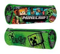 SRVertex Minecraft Round Plush Barrel Pencil Case 22cm - Large Capacity Stationery Organiser with Smooth Zipper, Durable Pen Holder for Kids, School & Office Supplies Christmas