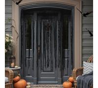Srvillg 3Pcs Halloween Doorway Curtain 100x200cm Scary Spooky Cloth Scary Spooky Cloth for Halloween Party Haunted House Decoration (Black)