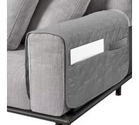 Srvillg Armrest Chair Cover, 1pc Black Sofa Armrest Covers, Waterproof Armchair Covers with Pockets for Arms Recliner Chairs Sofas (Grey)