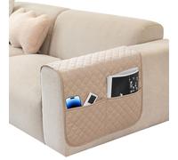 Srvillg Armrest Chair Cover, 1pc Black Sofa Armrest Covers, Waterproof Armchair Covers with Pockets for Arms Recliner Chairs Sofas (Khaki)