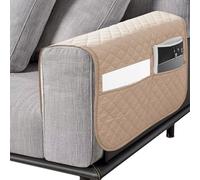 Srvillg Armrest Chair Cover, 1pc Khaki Sofa Armrest Covers, Waterproof Armchair Covers with Pockets for Arms Recliner Chairs Sofas (Khaki)