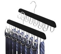 Srvillg Belt Hanger for Closet, 2pcs Double-row Rotating Hooks Bra Hanger, Black Bra Belt Organiser Hangers for Space Saving Closet Organizers and Storage (Black)