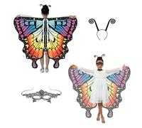 Srvillg Butterfly Costume Kids Butterfly Wings Cape, Fairy Butterflies Wings Costume with Mask Tentacle-style Headband for Kids Girls Birthdays Halloween School Plays Costume Parties (Style 6)