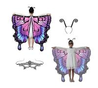 Srvillg Butterfly Costume Kids Butterfly Wings Cape, Fairy Butterflies Wings Costume with Mask Tentacle-style Headband for Kids Girls Birthdays Halloween School Plays Costume Parties (Style 5)