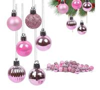 Srvillg Christmas Ball Ornaments, 36pcs Pink Xmas Baubles, 3cm Small Christmas Tree Hanging Ornaments for Xmas Decorations (Pink)
