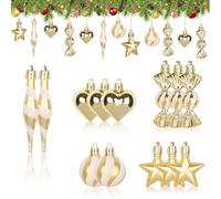 Srvillg Christmas Tree Baubles, 13PCS Christmas Tree Hanging Ornaments, Gold Small Xmas Baubles for Xmas Festival Home Party Event (Gold)