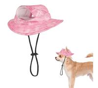 Srvillg Dog Baseball Cap, Summer Pet Sun Protection Hat, Adjustable Canvas Visor Cap with Ear Holes for Small Medium Large Dogs (Pink, S)