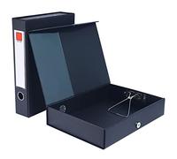 Srvnpioy Black Box Files A4, 68mm Spine, 2 Pack, Plastic A4 Archive Box File with Lockspring, Ring Pull and Catch, A4 Filing Document Box File Organiser for School, Office