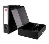 Srvnpioy Black File Box A4 88mm Spine, 2 Pack Foolscap Document Filing Box, Plastic A4 Archive Box with Lockspring, Ring Pull and Catch, File Organiser for School, Office