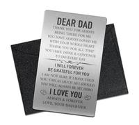 SRWNFOS Dear Dad Engraved Metal Wallet Card, Funny Wallet Insert Card, Love Note Cards for Dad from Daughter, Birthday Christmas Retirement Father’s Day Gifts for Grandfather Father