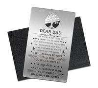 SRWNFOS Dear Dad Metal Wallet Insert Card, Funny Engraved Stainless Steel Wallet Card for Father, Christmas Deployment Gifts for Daddy, Father's Day Thanksgiving Birthday Dad Gifts from Daughter Son